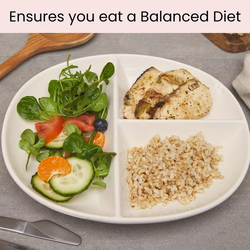 Uba Portion Control Plate (PORCELAIN) for Adults for Healthy Diet (2 Pack) - Image 2